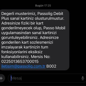 Passolig Sanal Kart Değil Fiziki Kart İstiyorum.