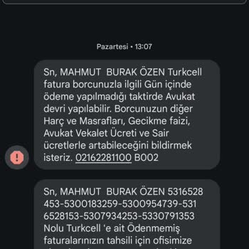 Turkcell Hattıma Şahsıma Ait Olmayan Borç Mesajları Geliyor