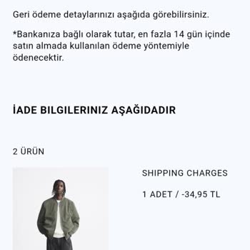 Zara İade Ürün Fiyat Farkı
