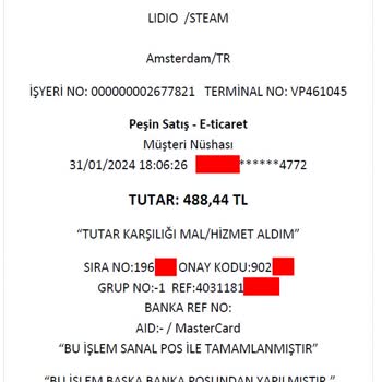 Yapı Kredi'nin Steam'den Yaptığım Alışverişi Türk Lirası'na Çevirmesi