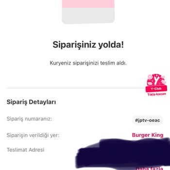 Burger King İn Sorumsuzluğu Yemeksepeti Siparişi