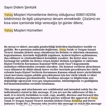 Yataş Bedding - YTS494178 Numaralı Siparişi 3 Aydır Teslim Etmedi