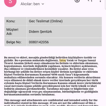 Yataş Bedding - YTS494178 Numaralı Siparişi 3 Aydır Teslim Etmedi
