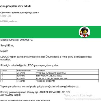 Lego Eksik Parçam Hala Elime Ulaşmıyor