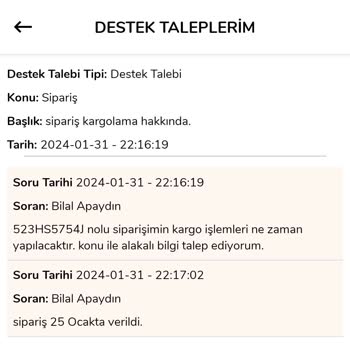 Çetinkaya Kargoya Verilmeyen Ürün İçin Çözüm Bekliyoruz!