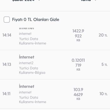 Turkcell Tarafından Alınan Veri Ücretleri