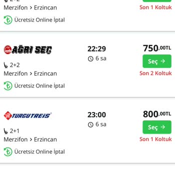 Enuygun.com Otobüs Bilet İptali Ağrı Seç Turizm Fahiş Fiyata Mağdur Ettiler.