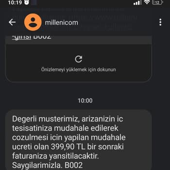 Millenicom Teknik Sorunu Kendim Çözmeme Rağmen Ücret Yansıtmış