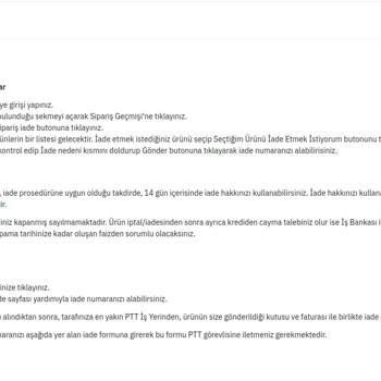 Epttavm Ürün İade Edilmiyor!