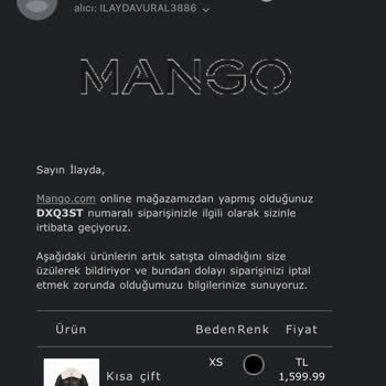 Mango Online Alışveriş Kendi İade Etmesi