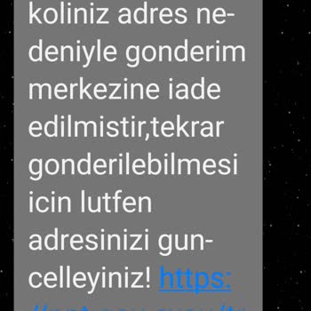 Adres Yanlış Mesajı