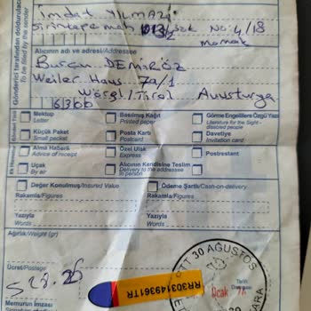 PTT Kargo 17.01.2024 Tarih RR303149361TR Numaralı Kargom Gitmemiş
