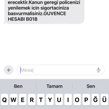 Güvence Hesabım Adlı Şirketten Aldığım Mesaj