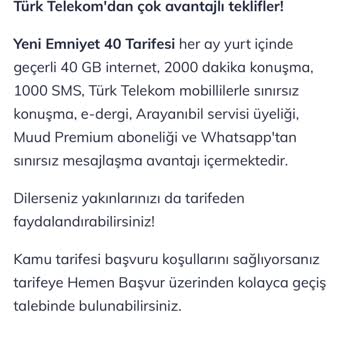 Türk Telekom Yeni EGM 40 Tarifesi Sorunu