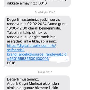 Arçelik Servis Randevu Verdiği Tarihte Gelmedi