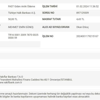 VakıfBank Fast İşlemlerinde Masraf Kesintisi.