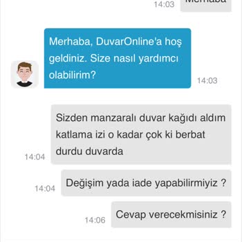 Duvaronline.com Hatalı Ürün Gönderdi