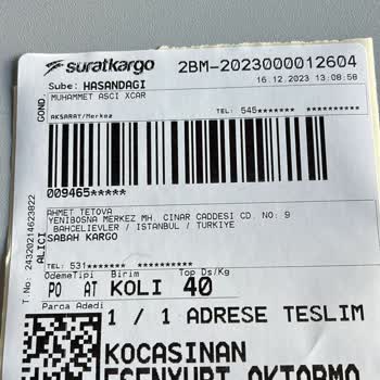 Sürat Kargo Kayıp Kargo Ödemesi