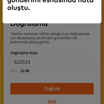 Masterpass SMS Şifresi Gelmiyor