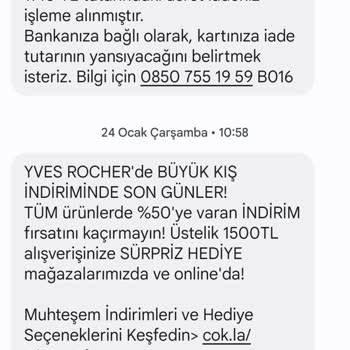 Yves Rocher İade Tutarımın Yatmaması