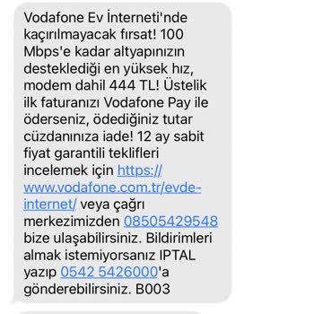 Vodafone Servis Mesajları Bıktırdı