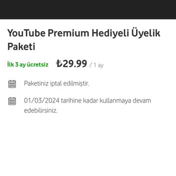 Vodafone Ücretsiz 3 Aylık Youtube.com Premium