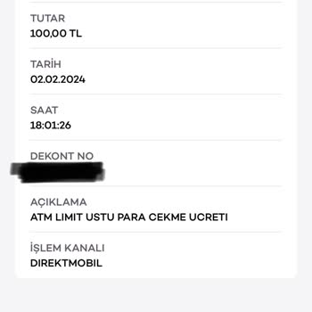 Akbank Bildirimsiz İşlem Ücreti Hem De ATM'den