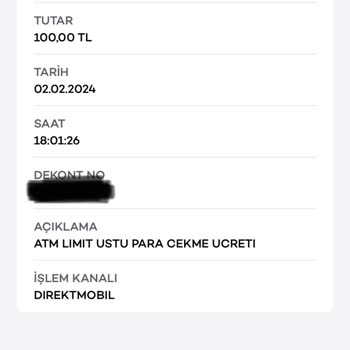 Akbank Bildirimsiz İşlem Ücreti Hem De ATM'den