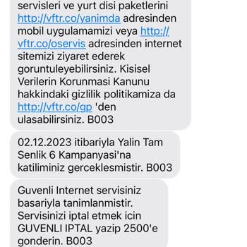 Vodafone İki Ayda Yüksek Cayma Bedeli!