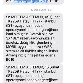 THY Yasal Hakkımı Görmezden Geliyor