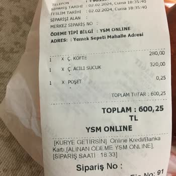 Köfteci Yusuf Eksin Ürün Geldi, Siparişimin Tamamını Bekliyorum