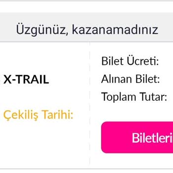 Piyango Sepeti Çekilişi İçin Almış Olduğum Bilet