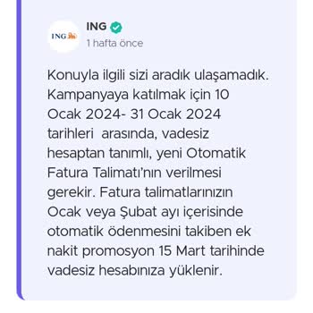 ING Yanlış Kampanya Bilgilendirmesi