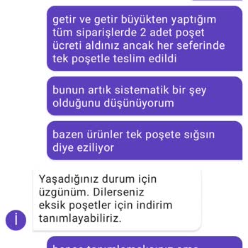 Getir Tüm Siparişi Tek Poşete Tıkıp İki Poşet Ücreti Alıyor