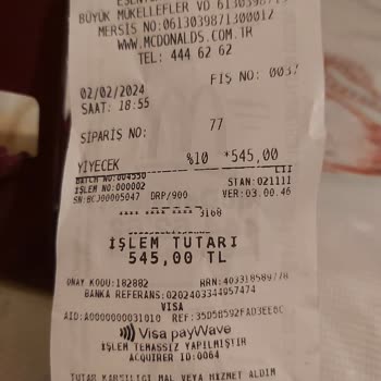 McDonald's Eksik Menü Gönderilmesi