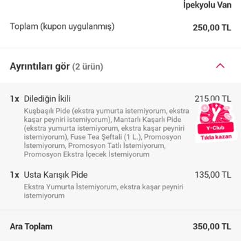 Yemek Sepeti Usta Pideci Hatalı Eksik Sipariş