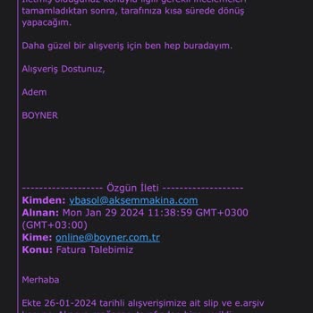 Boyner Kurumsal Fatura Sorunu
