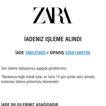 Zara Ve İade Edilmeyen Ücretler