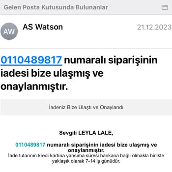 Watsons Ücret İade Sorunu