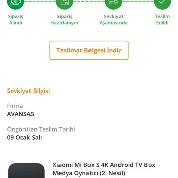Avansas Değişim Ürünü İletmedi