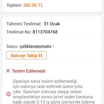 Aras Kargo Ürünümü Adrese Teslim Etmeden Geri İade Etti