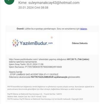 Erasia İthalat İhracat Lojistik Kredi Kartı İle Ödeme Yapılan Malzeme'nin Gelmemesi