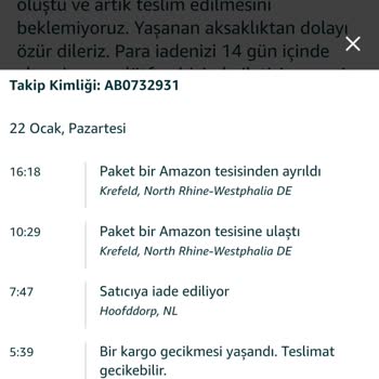 Amazon TR Sipariş Verdim Kargomda Paramda Verilmedi