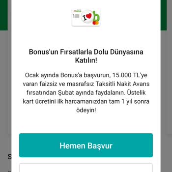 Garanti Bankası 15000 Faizsiz Nakit Avans