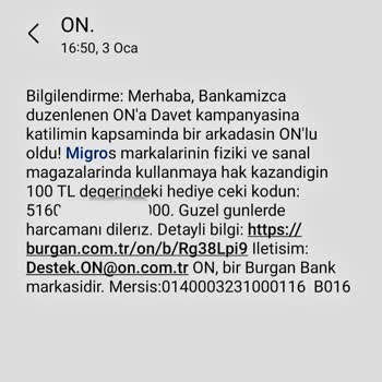 Burganbank Geçersiz Migros Kodu Yolladı