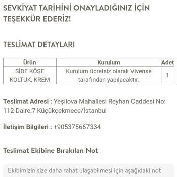Vivense Side Köşe Koltuk Takımı Ortasında Çökme