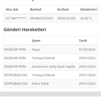 Eskişehir PTT Kargo 2 Kargomu Da Kaybetti