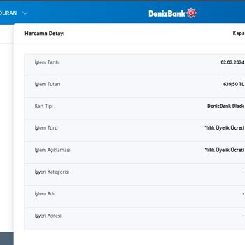 Denizbank Yıllık Aidat Ödemesi