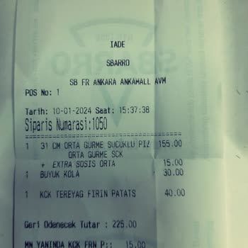 Sbarro Hesaba Para İadesi