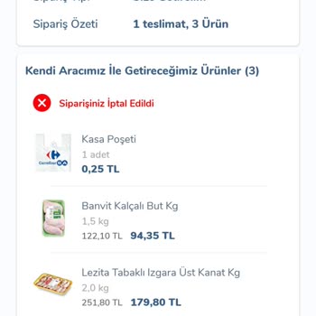 Carrefour SA Sipariş Ürün İptali